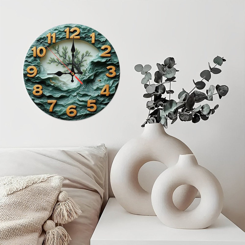 Décoration murale horloge arbre en résine