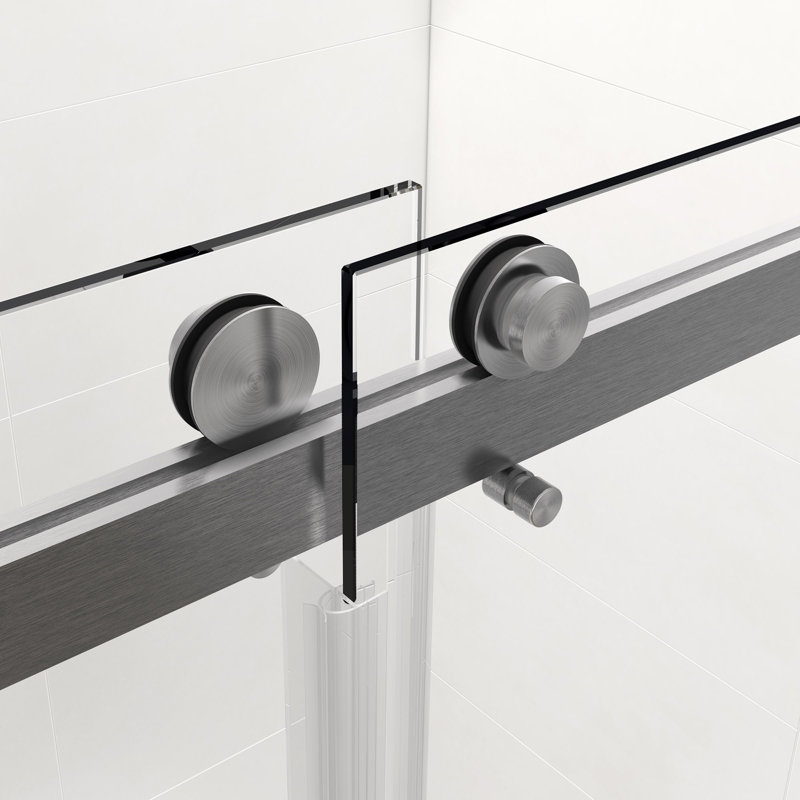 72 po x 76 po Porte de douche coulissante double sans cadre Nickel brossé sans tampon