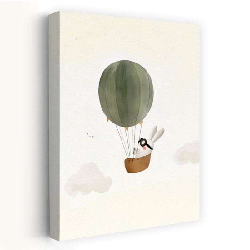 «Bunny Balloon Adventure Dreamy Playful Whimsical Rabbit Nature Forest», reproduction d'art, H 24 po x l 16 po