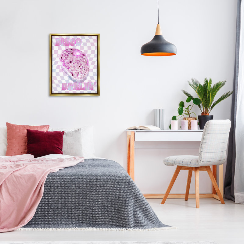 «Chequered Disco Darlin 'Floater Frame» par Ziwei Li sur, H 31 po x l 25 po, Cadre flottant métallique doré