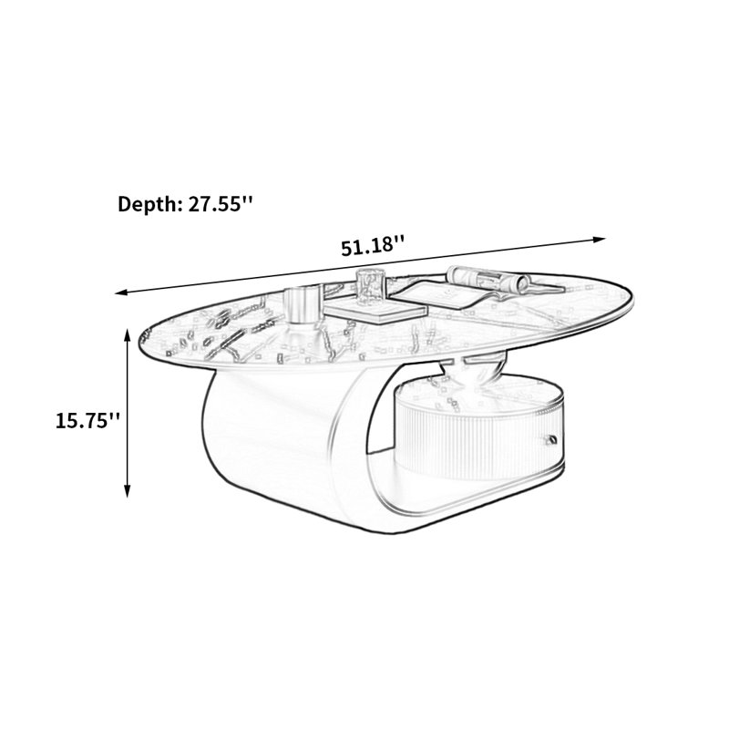 Modern Coffee Table with Microcrystalline Stone, White