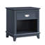 Table de chevet bleu marine, design classique, un tiroir avec glissières à roulement, tablette de rangement pour tablette inférieure et, look pour chambre à coucher, aucun assemblage requis-870195443