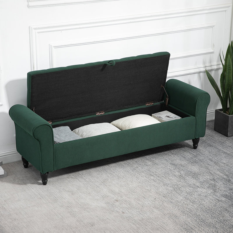 Banc de rangement Jhoana, H 21 po x l 63 po x P 20 po, Vert