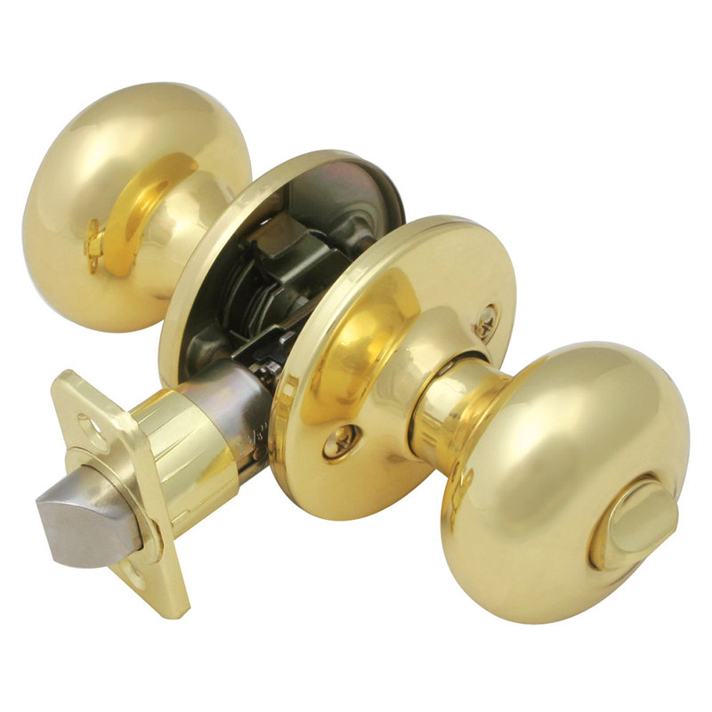 Cambridge Privacy Bed/Bath Door Knob, Polished Brass