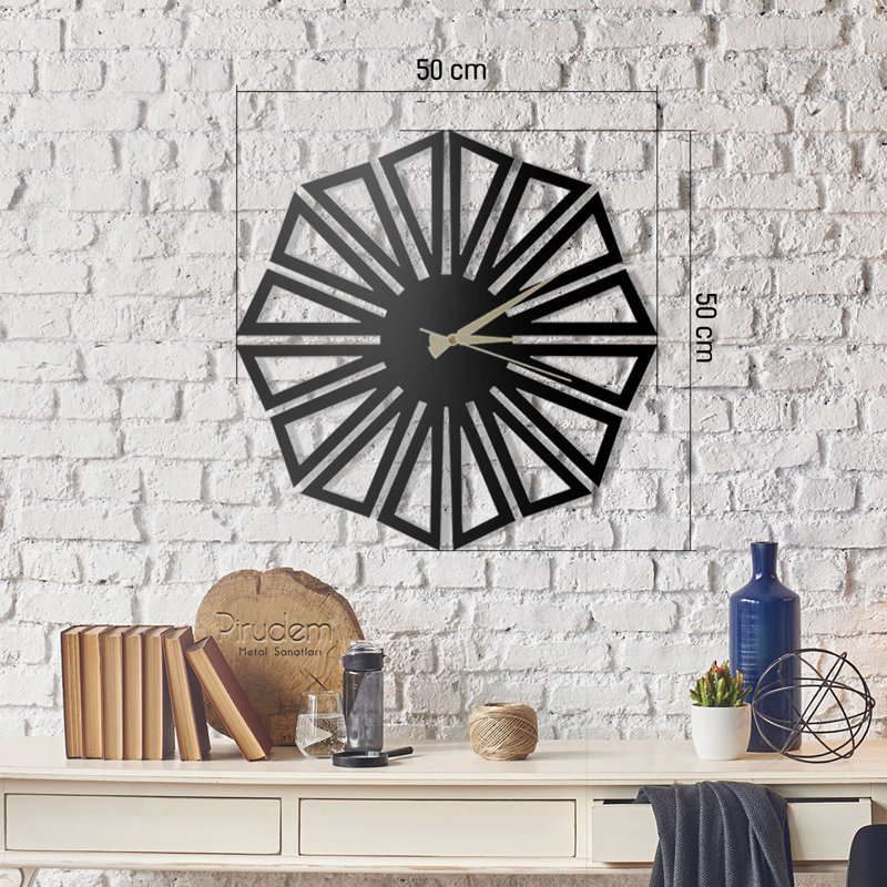 Elegant Metal Wall Clock, 19.7 x 19.7 inches | 100% Metal Construction, Thickness: 0.08 inches | Stylish Black Design, Perfect for Home Décor & Office | Easy to Hang with Back Piece, Functional and Modern Timepiece