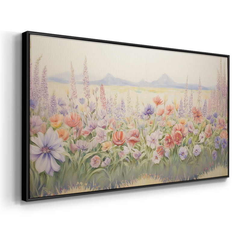 Botanical Series-CCXLI- Toile tendue avec châssis tendue, prête à être accrochée, H 25 po x l 49 po, Noir