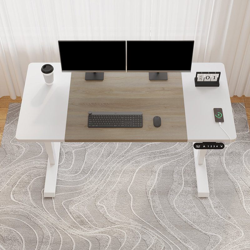 Bureau debout à hauteur réglable, Naturel / Blanc
