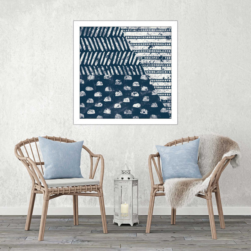 «Mark Make Tile I», reproduction de peinture acrylique, H 21,5 po x l 21,5 po x P 0,75 po, Cadre blanc