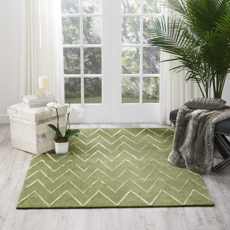 Tapis kiwi touffeté à la main Courville, Rectangle 8 pi x 10 pi