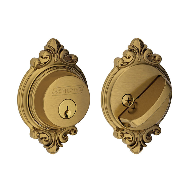 Single Cylinder Deadbolt with Brookshire Trim, Antique Brass, Keyed Alike, Yes