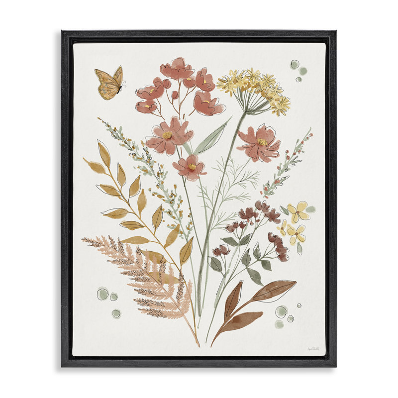 «Full Bloom Botanicals Floater», art mural sur toile par Anne Tavoletti, Cadre flottant noir de jais, H 31 po x l 25 po