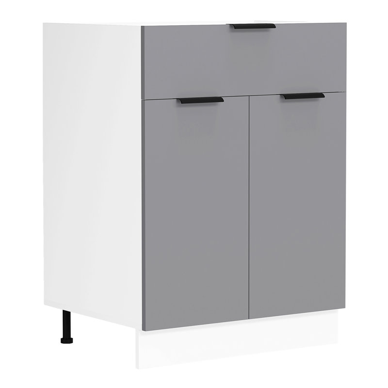 Saurimas 82Cm H x 60Cm W x 46Cm D Manufactured Wood Standard Base Cabinet, White/Anthracite