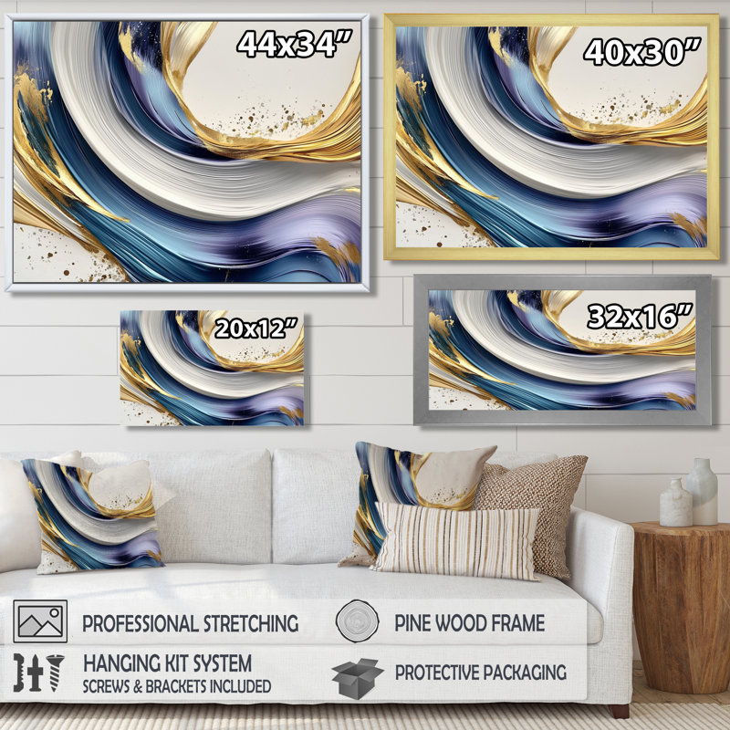«Golden Silence of Minimal Marble Waterfall III», art mural abstrait minimaliste, Reproduction encadrée d'une seule photo