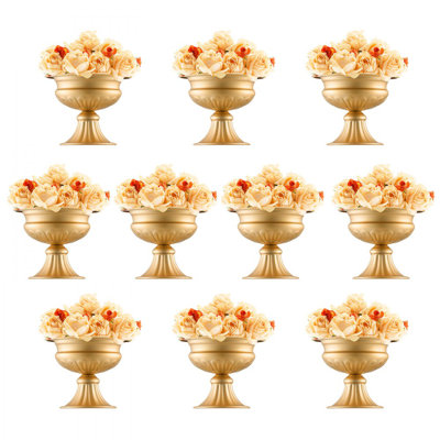 10PCS 16cm/6.3” Wedding Flower Vase Metal Gold Floral Stand for Table