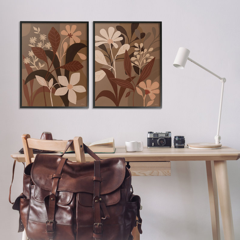 «Modern Boho Flower Bundle», ensemble de 2 estampes numériques encadrées par Cat Thurman Designs, H 30 po x l 24 po