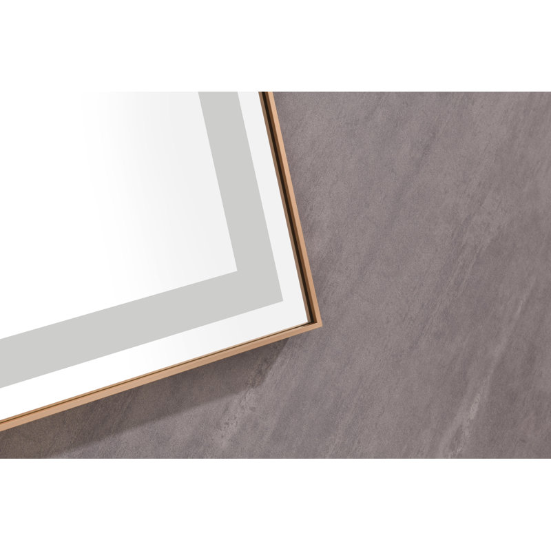 Miroir de salle de bain DEL, Noir mat, 72 po x 48 po