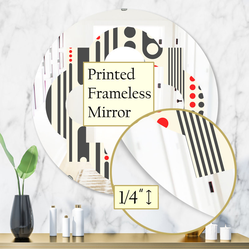 Miroir mural quadrilobe éclectique sans cadre, 31,5 po x 31,5 po