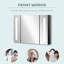 Armoire à pharmacie à DEL avec miroir, armoire de salle de bain murale l 35,5 "x H 25,5" avec 3 armoires, fonction mémoire, charge USB, haute brillance