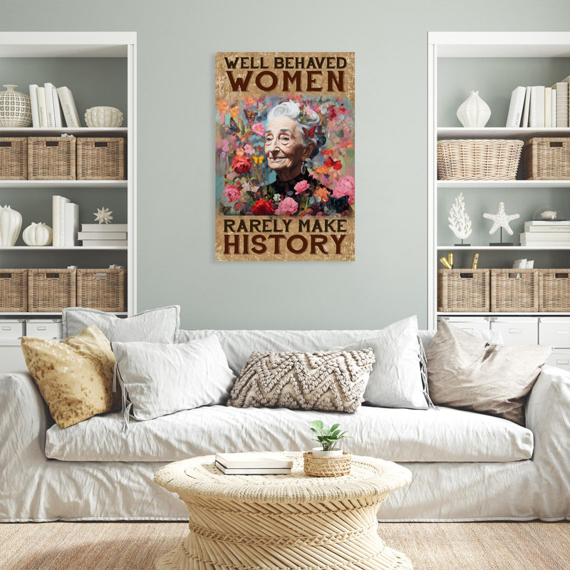 «Old Woman Wel Behaved Women», reproduction d'art rectangulaire sur toile tendue sur toile tendue, L 24 po x H 36 po