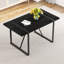 55-Inch Retro Rectangular Dining Table Black Textured Mdf Top Inset Black Metal Legs