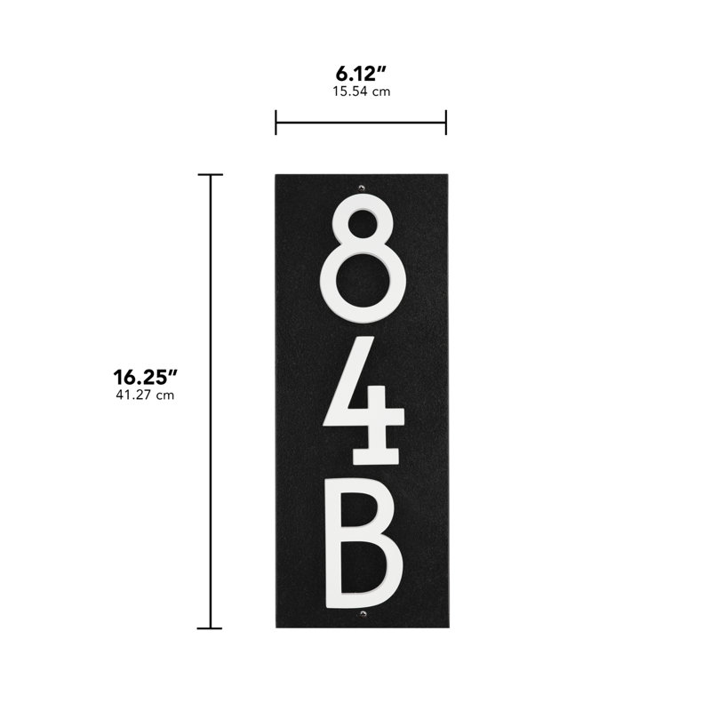 Floating Stand-Off 3-Number Vertical Sign, Black /W/ White Modern Font Numbers, Yes