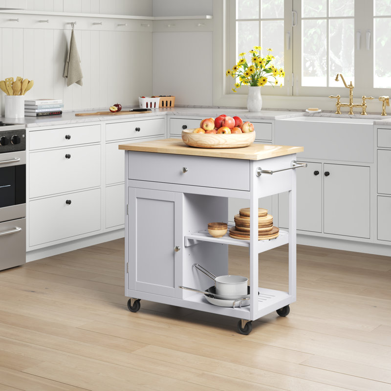 Îlot de cuisine roulant avec bois manufacturé