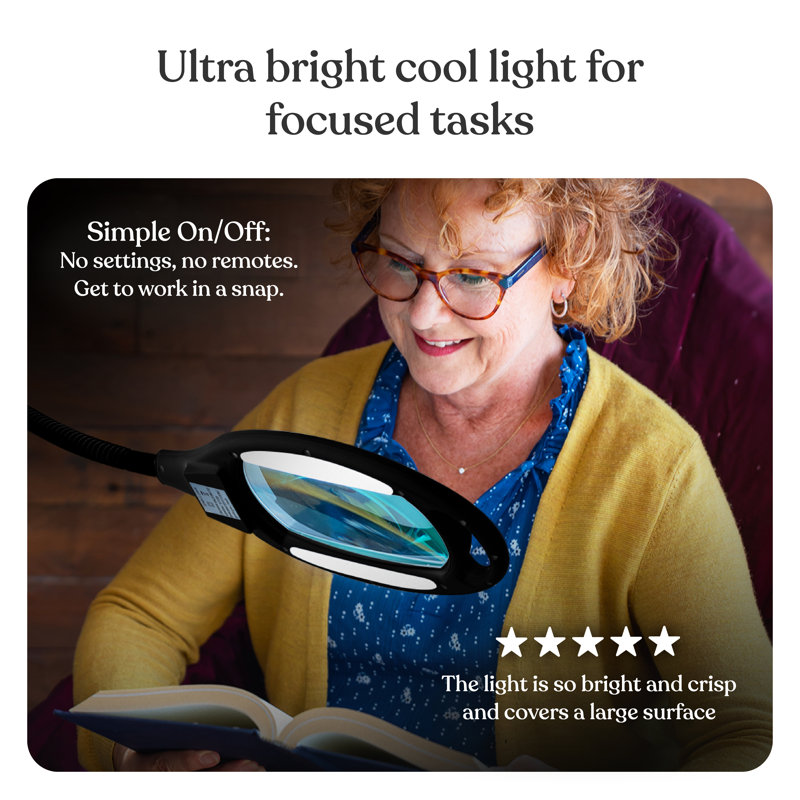 Lightview Pro 1.75X Magnifying LED Floor Lamp with Adjustable Gooseneck for Crafts, Reading & Zoom Detail Work (3 Diopter)
