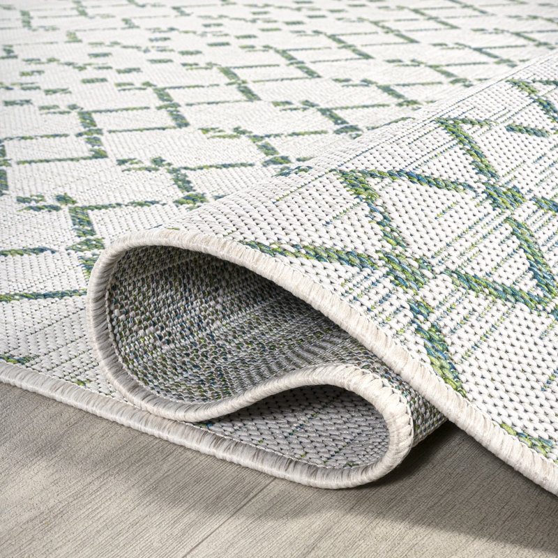 Tapis d'intérieur / extérieur Crompton, Vert/Ivoire, Tapis de couloir 2 pi 2 po x 8 pi