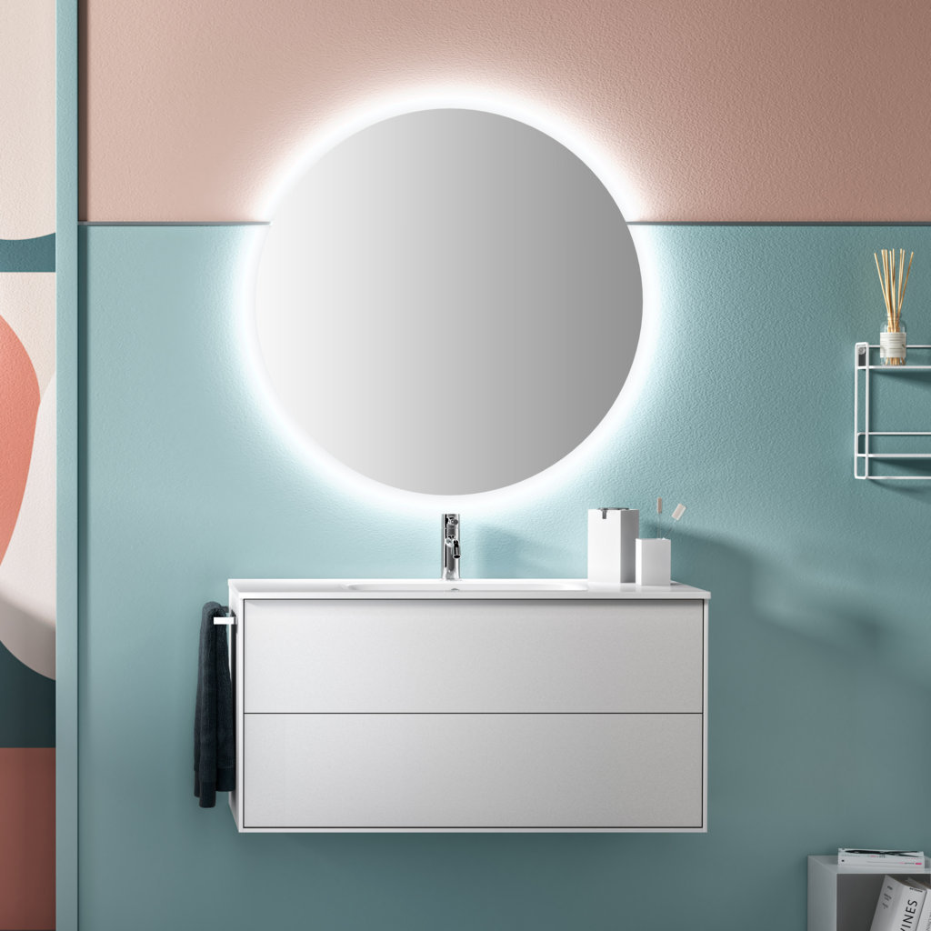 Canvar 101cm Wall Mounted Single Bathroom Vanity with Drop In Ceramic Basin