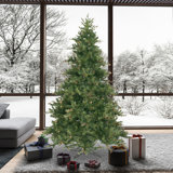 Flocked Kodiak 9' Green Pine Artificial Christmas Tree with Unlit with Stand