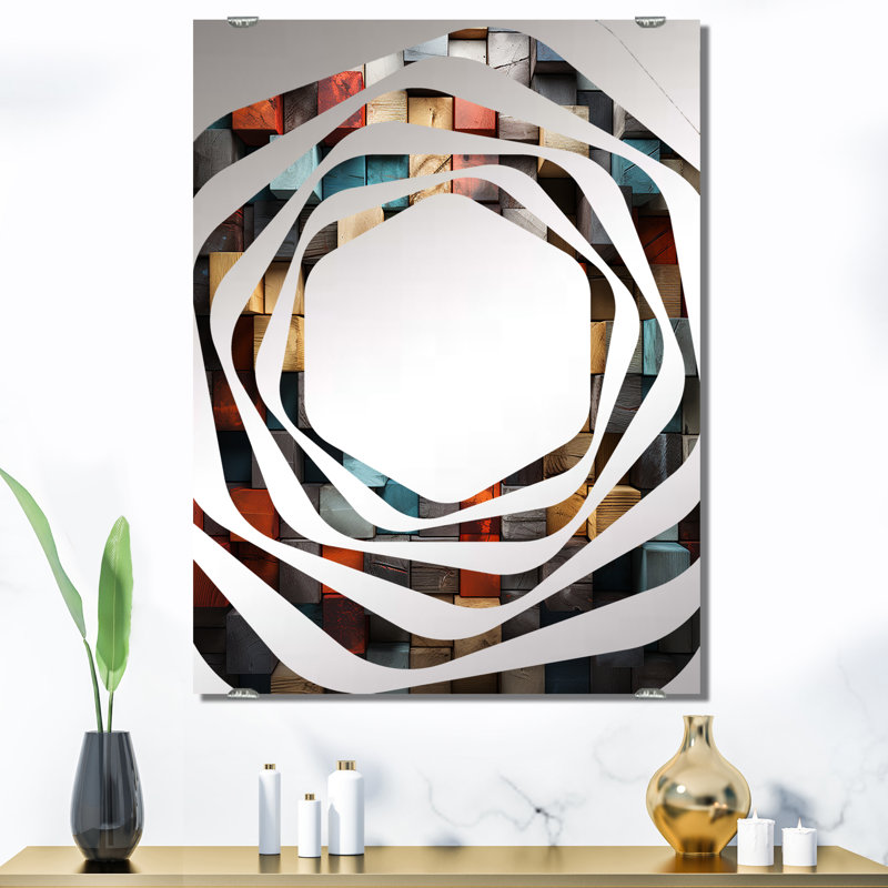 Abstrait cubes IV - Miroir mural abstrait cubisme grand MIR137079, 40 po x 30 po