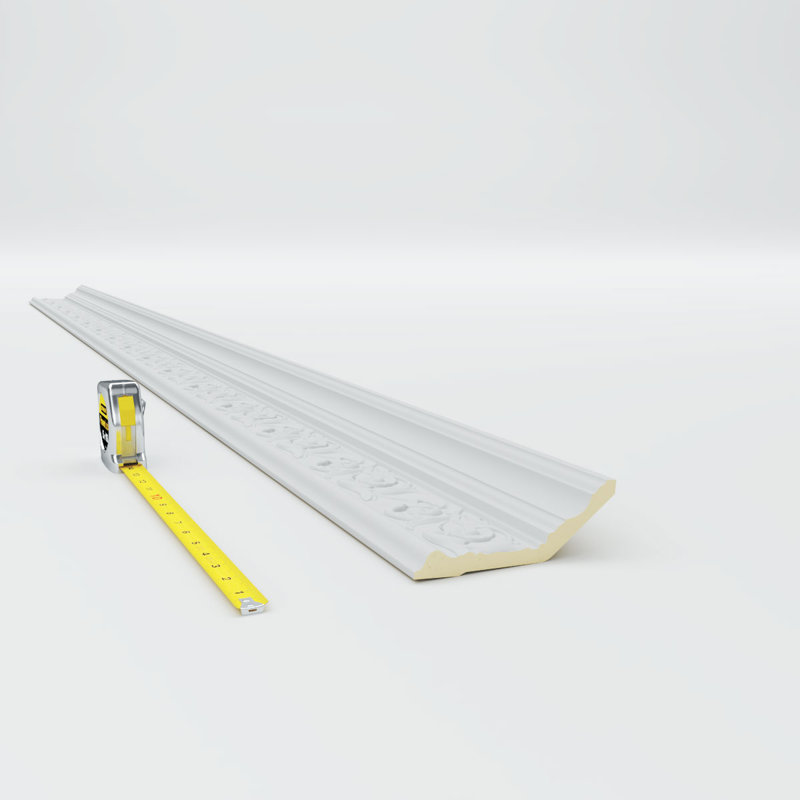 94.5" White Polyurethane Floral Crown Moulding