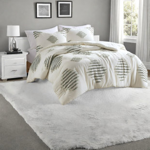 Full Queen Chenille Bedding Sets, Modern Tufted Cotton 3 Piece Bedroom