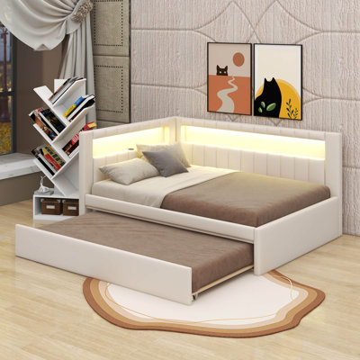 Full Size Platform Bed With USB Ports And Trundle