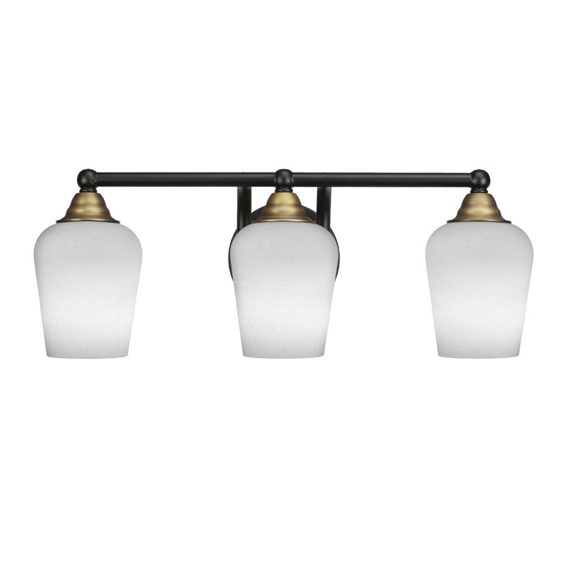 Michell 3-Light Bath Bar, Clear Bubble, Matte Black/Brass