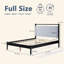 Structure de lit double en bois avec tête de lit moelleuse, cadre gris et noir-2033871720