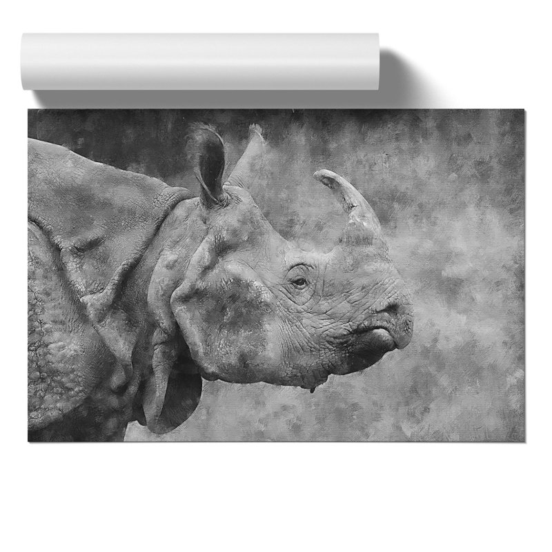 A Rhino Painting - Frameless Print, 42cm H x 59cm W x 0.1cm D