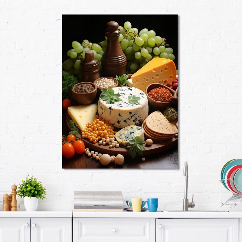 Homeros alimentaire fromage pointillisme point I, Toile tendue, H 32 po x l 24 po x P 1 po