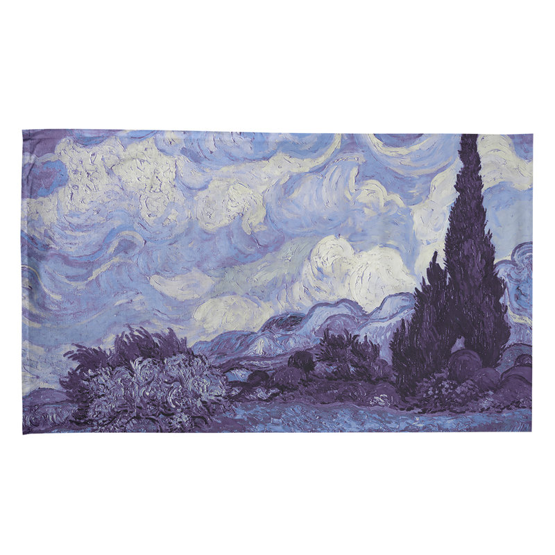 Serviette de thé avec blé cyprès wheatfield, Polyester sergé, Bleu pâle