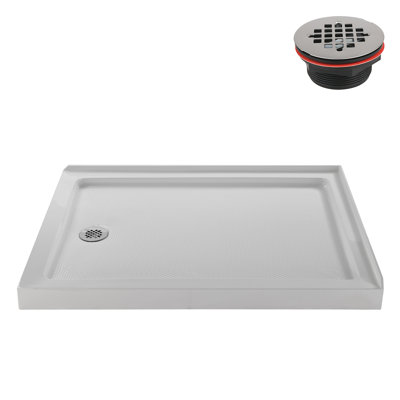 Base de douche en acrylique blanc brillant avec drain à gauche 42 po x 34 po Streamline