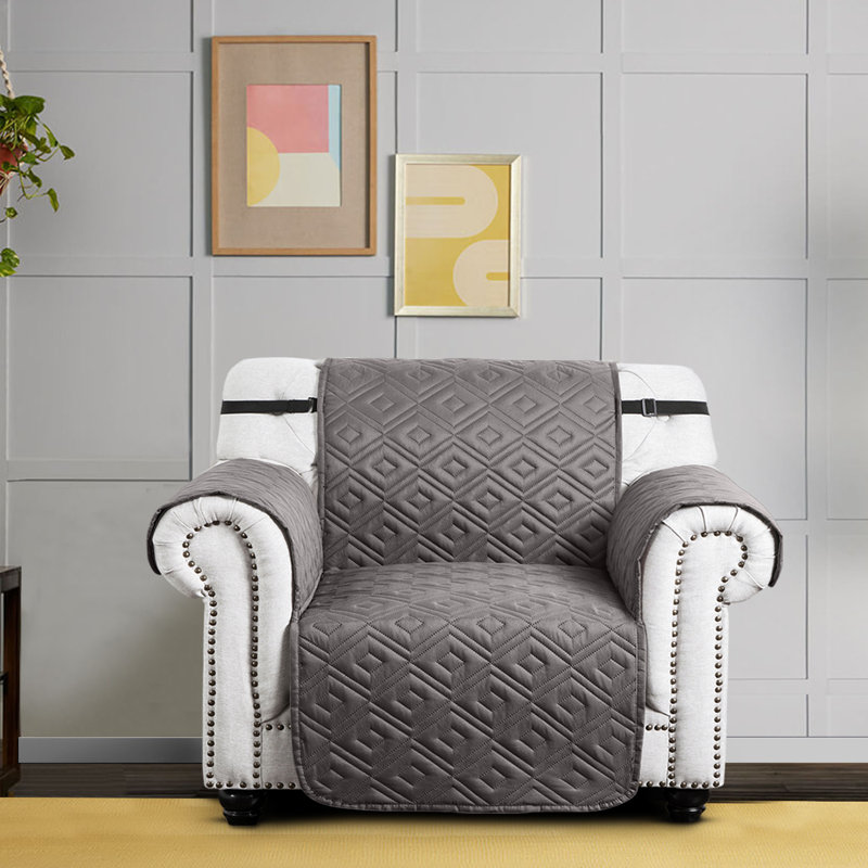 Microfiber / Microsuede Box Cushion Sofa Slipcover, Light Grey/Dark Grey