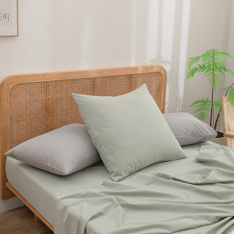 Housse de coussin 100% coton délavé Bestouch, Standard (20 po x 26 po), Vert sauge