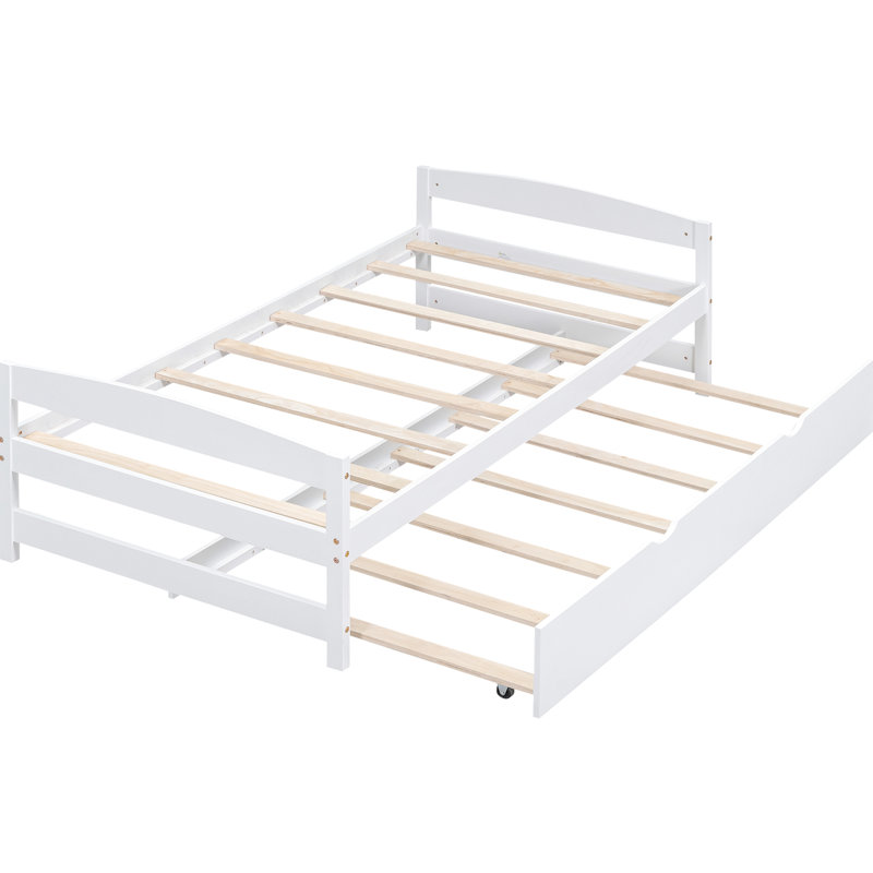 Lit plateforme simple avec lit gigogne, blanc