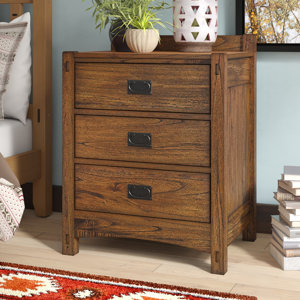 3-drawer Solid Wood Nightstand with USB Chargers