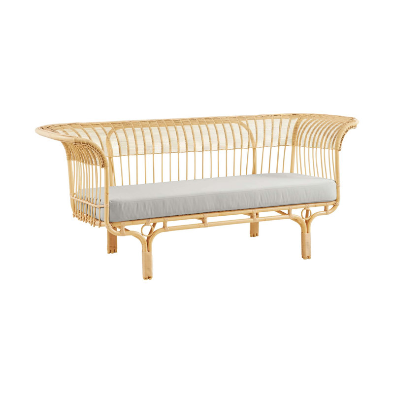 Franco Albini Belladonna Outdoor Sofa, Sailcloth Seagull Geometric Sunbrella® Basketweave, Natural