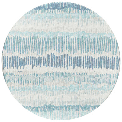 Tapis rayé bleu tissé à la machine