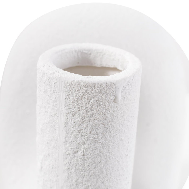 Grand vase tubulaire incurvé blanc, H 7 po x l 7 po