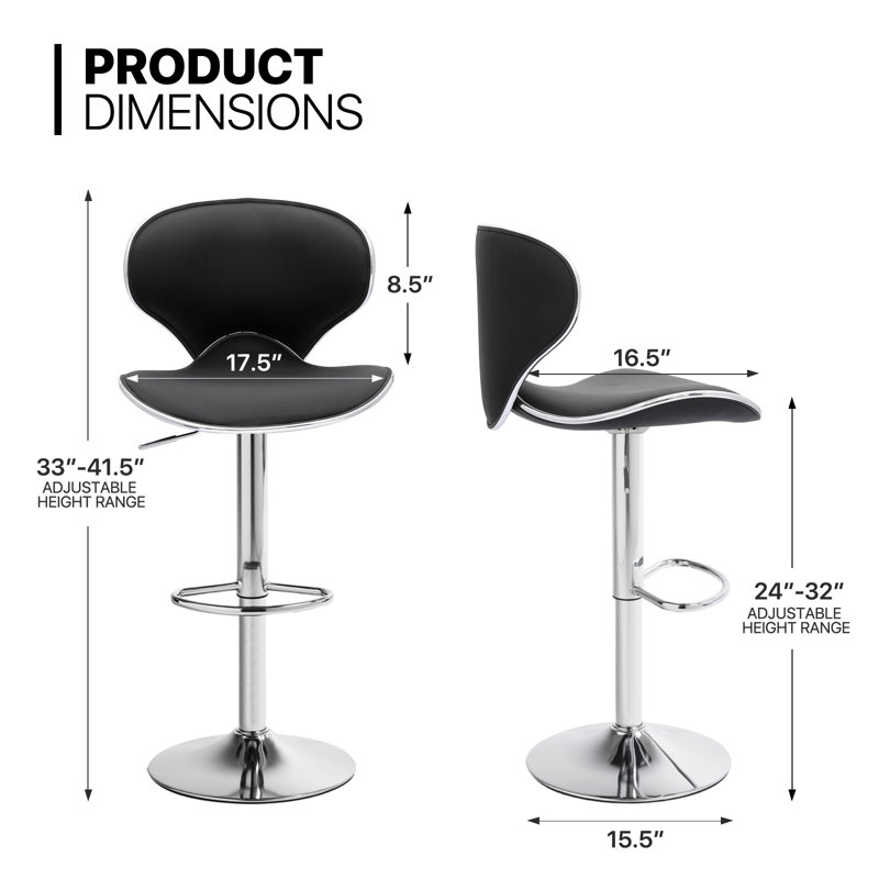 Tabouret de bar Angles, Similicuir noir, 4