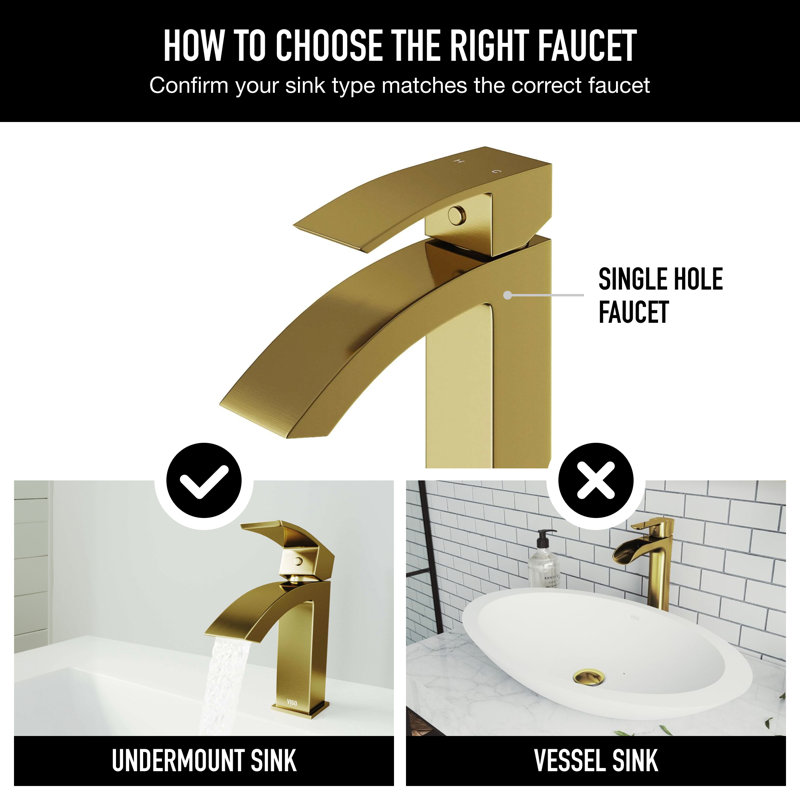 Satro 7" H Single Handle Single Hole Bathroom Faucet, Matte Gold