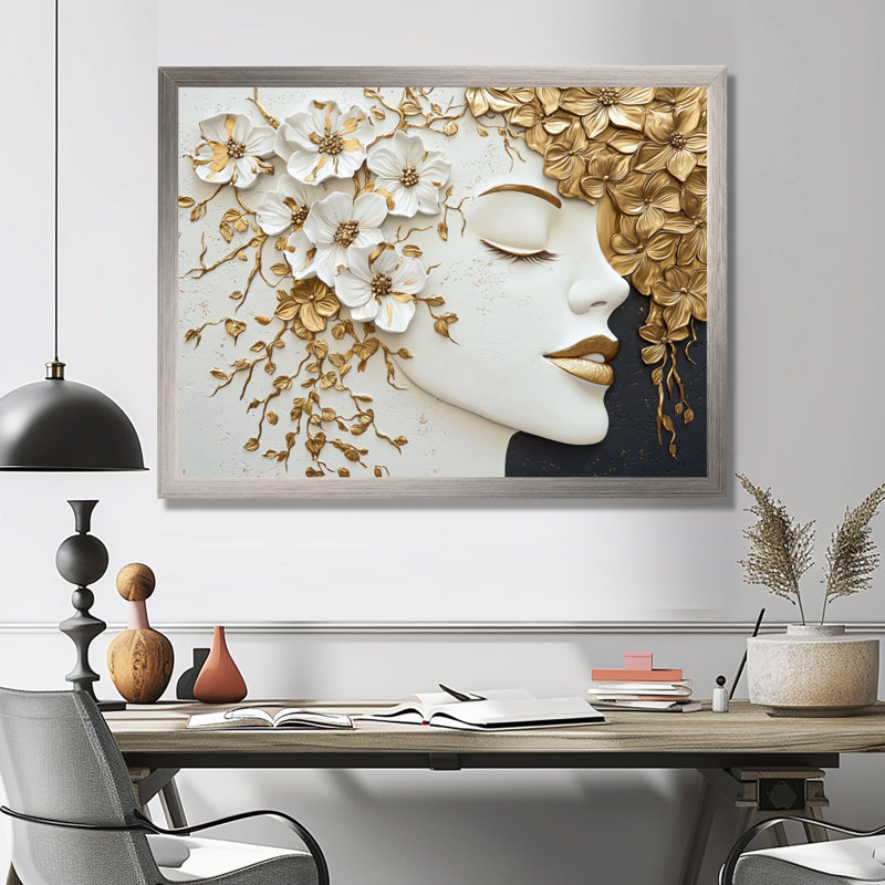 «Whispering Harmony of Asian Art», impression d'art mural japonais, H 30 po x l 40 po, Argent argent